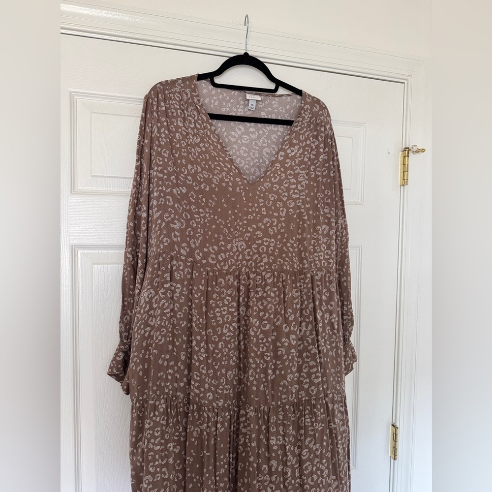 A New Day Leopard Print Maxi Dress | Flowy Long Sleeve Boho Dress XXL - Picture 2 of 6
